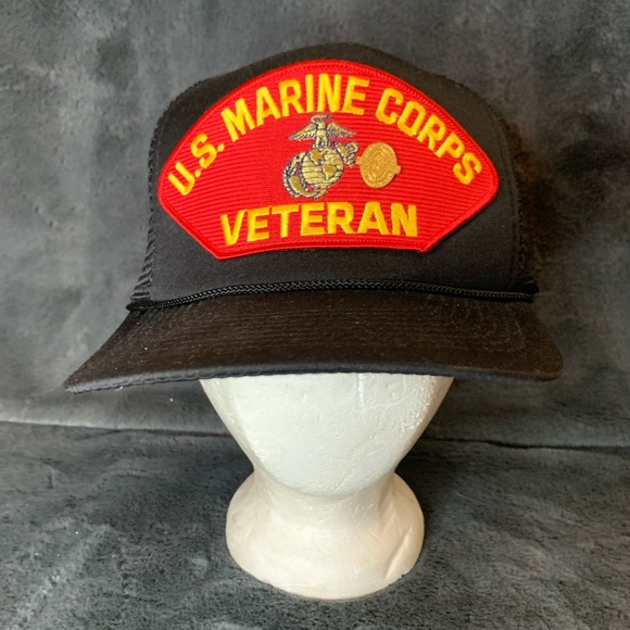 VTG Marine Corps Vet Patch Eagle Crest Snapback Hat w/50th Ann. Korean War Pin - Picture 1 of 5